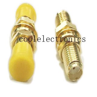 SMA Female to SMA Female Nut Bulkhead RF อะแดปเตอร์เชื่อมต่อ 2 ชิ้น