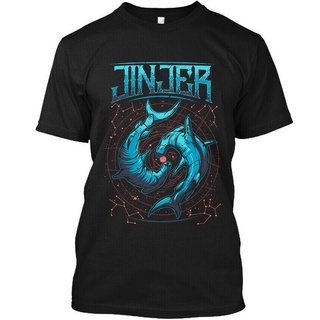 tshirtเสื้อยืดคอกลมฤดูร้อนเสื้อยืด พิมพ์ลาย Jinjer Shark Hammerhead Progressive Metal Band Music สําหรับผู้ชาย ไซซ์ S -