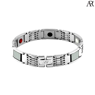 ANGELINO RUFOLO Healthy Magnetic Bracelet ดีไซน์ Elegant Chain สร้อยข้อมือแม่เหล็ก Stainless Steel 316L(สแตนเลส) สีเงิน