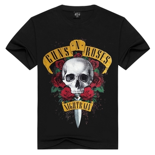 3D Rock Band Mens เสื้อยืดผ้าฝ้ายแท้ Guns N Roses Printing