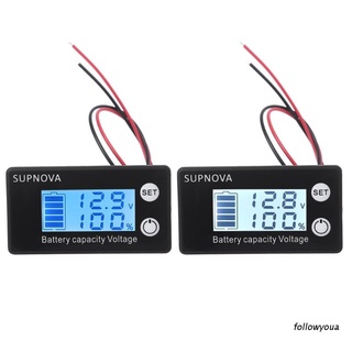 Folღ เครื่องวัดแรงดันไฟฟ้า โวลต์มิเตอร์ แบตเตอรี่ 12V 24V 48V Dc 7-68V