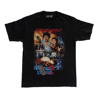 เสื้อยืด แบบหนา พิมพ์ลายโปสเตอร์ภาพยนตร์ Jackie Chan Police Story 2 สไตล์คลาสสิก