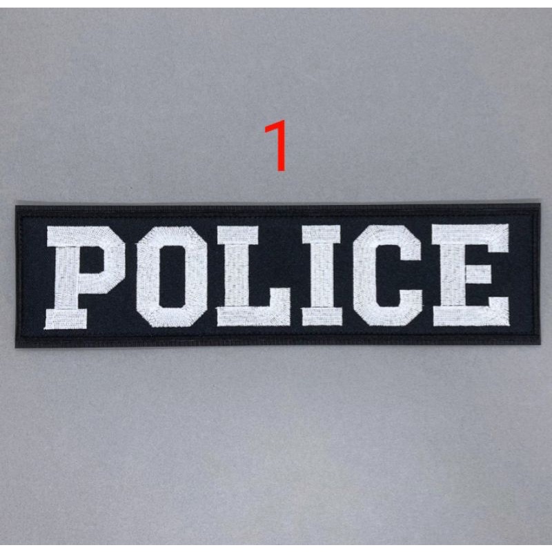 ป้ายผ้า-police-ติดหลังเสื้อกั๊ก-7-5x28-cm-ป้ายติดเสื้อกั๊ก-อาร์มติดตีนตุ๊กแก-เสื้อกั๊กตำรวจ-งานปัก