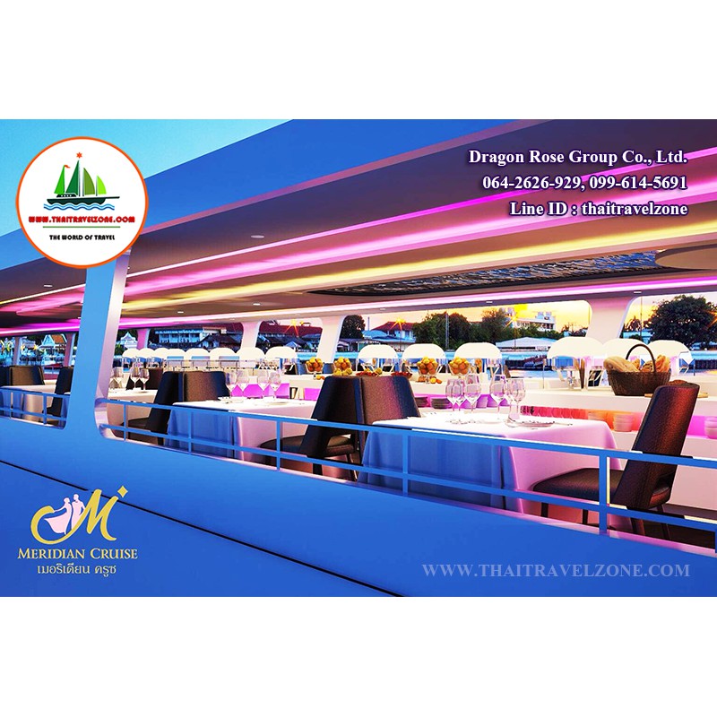 ภาพสินค้าบัตรล่องเรือดินเนอร์ + บุฟเฟ่ต์นานาชาติ + กุ้งแม่น้ำเผา แซลมอน เรือ MERIDIAN 1 จากร้าน thaitravelzone บน Shopee ภาพที่ 4