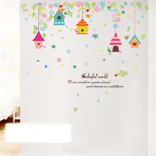 transparent-wall-sticker-สติ๊กเกอร์ติดผนัง-บ้านนก-colorful-world-กว้าง105cm-xสูง65cm