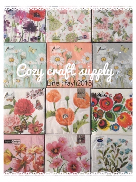 cozy-craft-กระดาษแนปกิ้น-napkin-เดคูพาจ-decoupage-งานยุโรป-คุณภาพดี-100-แผ่น-คละลาย