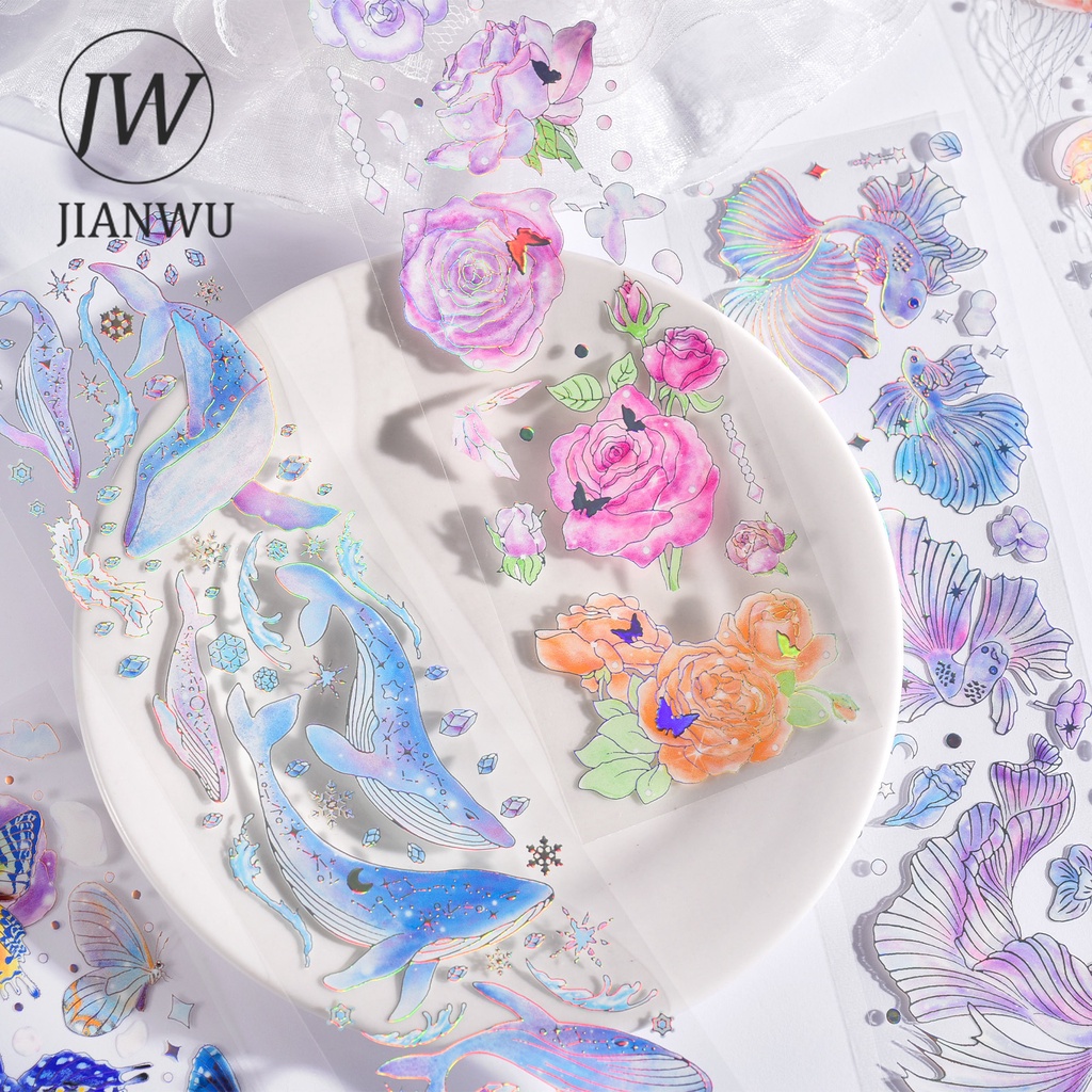 jianwu-สติกเกอร์เลเซอร์-ลายดอกไม้-ผีเสื้อ-สําหรับตกแต่งสมุดภาพ-เครื่องเขียน-3-แผ่น