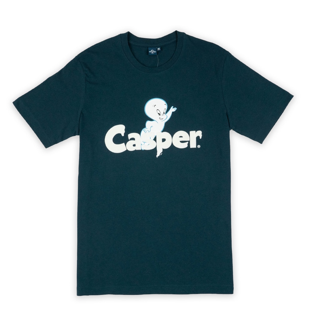 universal-studios-men-casper-flock-print-t-shirt-เสื้อผู้ชายยูนิเวอร์แซล-สตูดิโอ-พิมพ์กำมะหยี่ลายแคสเปอร์-สินค้าลิขสิท