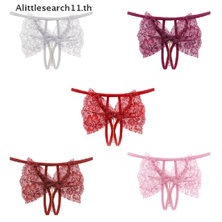 【Alittlesearch11】กางเกงชั้นใน เปิดเป้า แต่งลูกไม้ ประดับโบว์ เซ็กซี่