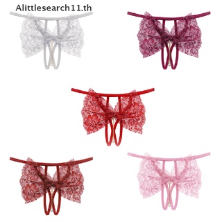 【Alittlesearch11】กางเกงชั้นใน เปิดเป้า แต่งลูกไม้ ประดับโบว์ เซ็กซี่