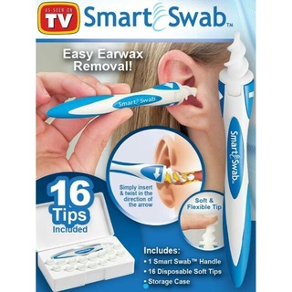 อุปกรณ์ทำความสะอาดหู พร้อมหัวปั่นสำรอง 16 หัว รุ่นSmart-Swab-Ear-Plug-16sep-J1