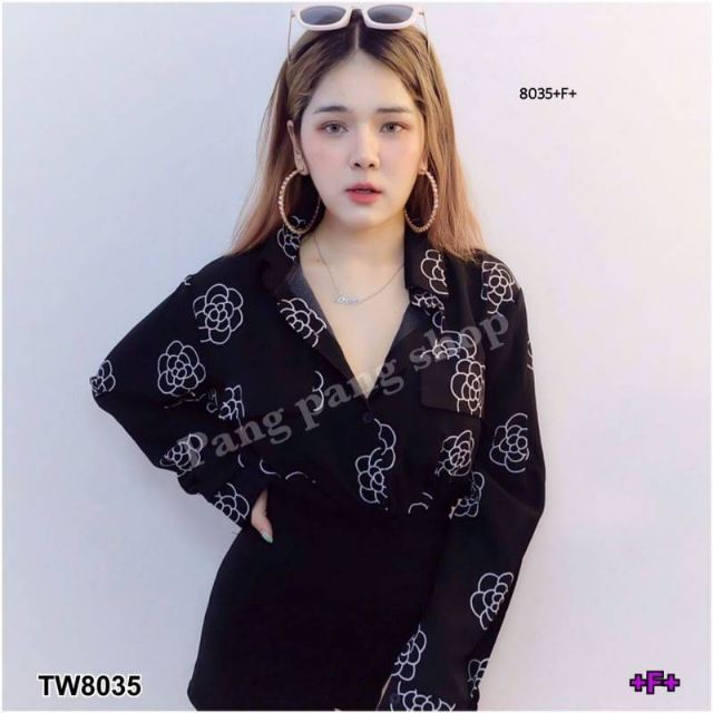lt-tw8035-gt-set2ชิ้น-เสื้อแขนยาว-ผ้าไหมอิตาลี่พิมพืลายดอกไม้-มาพร้อมกางเกงผ้าซาร่าขาสั้น-เอวยืดสม็อคหลัง