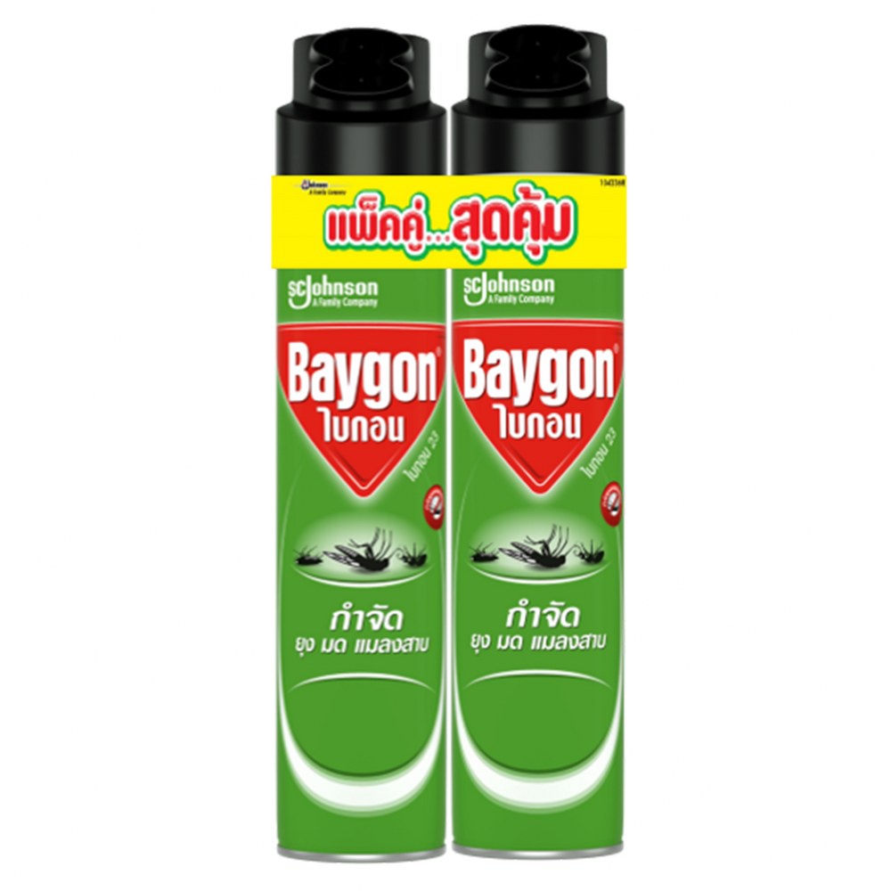 ไบกอนเขียว-สเปรย์กำจัดยุง-มด-แมลงสาบ-600-มล-แพ็คคู่-baygon-multi-insect-killer-aeresol-spray-600ml-twinpack