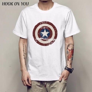 เสื้อยืดโอเวอร์ไซส์Marvel Capn America เสื้อกัปตันอเมริกา เสื้อยืดแขนสั้น แฟชั่นยุโรปและอเมริกา สำหรับผู้ชายและผู้หญิงS-