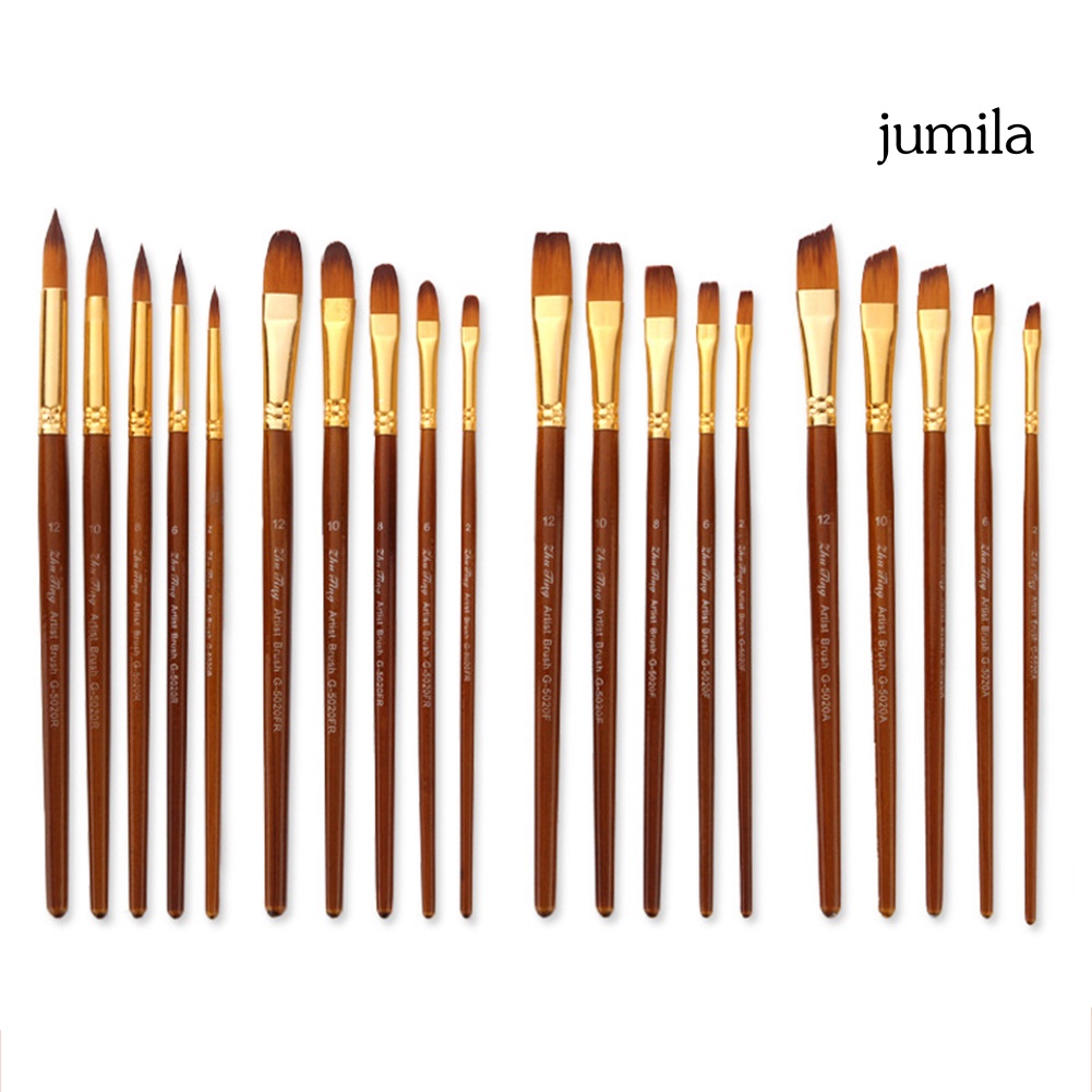 Jumila 5 ชิ้น หัวแหลม แบน เฉียง ด้านบน แปรงวาดภาพ อะคริลิค สีน้ํา ภาพ ...