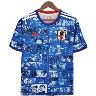 ใหม่ เสื้อยืดแขนสั้น พิมพ์ลายอนิเมะฟุตบอล สีฟ้า สไตล์ญี่ปุ่น 2023