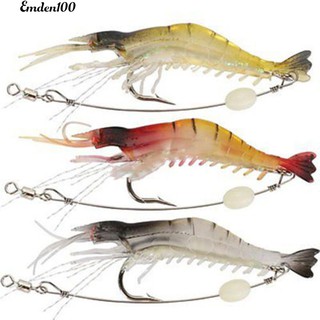 3Pcs การเลียนแบบกุ้งปลาทูน่าปลาทุบเหยื่อ Luminous Beads Hook Bait