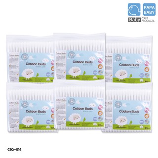 PAPA BABY สำลีก้านปาป้า รุ่น CEQ-014 Cotton Buds 100 ก้าน x6ห่อ