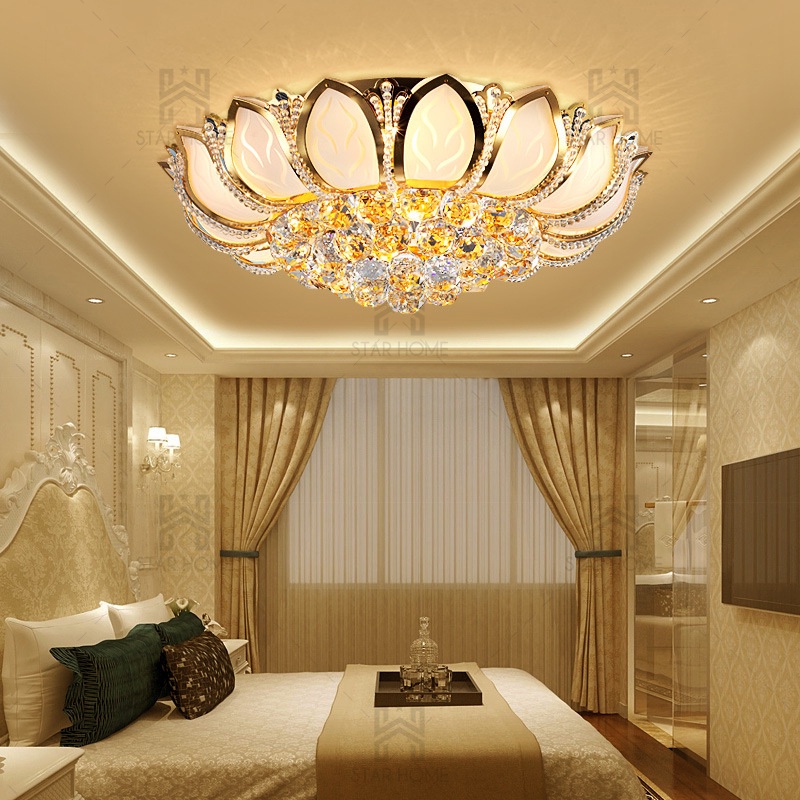 โคมไฟเพดานดอกบัวคริสตัล-หัวโรแมนติกและอบอุ่นห้องนั่งเล่นห้องรับประทานอาหารทางเข้าห้องโถงห้องนอนห้องประชุมแสง