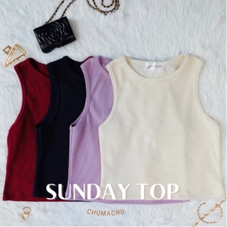 เสื้อครอปผ้าร่อง แขนกุด Sunday Top