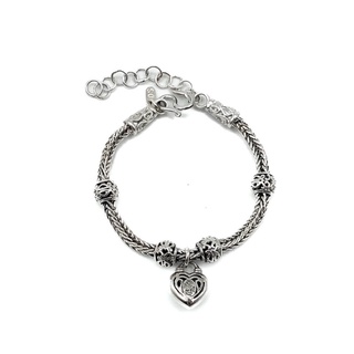 สร้อยข้อมือรูปหัวใจ เงินแท้ 925: DSP 925 Sterling Silver Charm Bracelet [CSP0023]