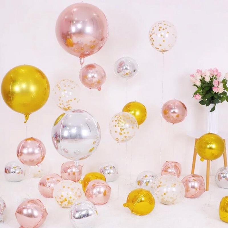 18 inch 4D Round Globe Shaped Helium Foil Balloon Gold/Silver/Rose Gold