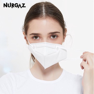 NURGAZ หน้ากาก KN95 10 ชิ้น หน้ากากหนา 5 ชั้น หน้ากากขาวดำ หน้ากากกันฝุ่น ป้องกันไวรัส ระบายอากาศ สวมใส่สบาย ไม่อึดอัด