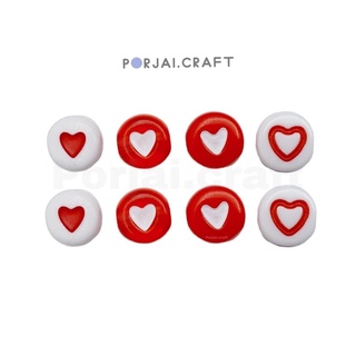 ภาพหน้าปกสินค้าลูกปัดขาว หัวใจแดง Heart beads 7mm ที่เกี่ยวข้อง