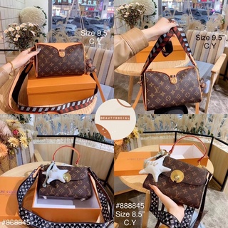 MS LV กระเป๋าสะพายข้าง กระเป๋าแบรนด์เนม กระเป๋าปั้มแบรนด์ 9.5” 888845