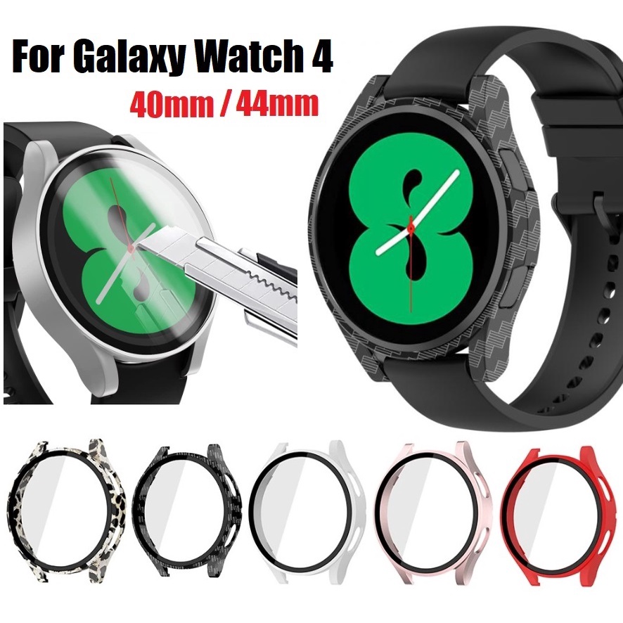 ภาพหน้าปกสินค้าSamsung Galaxy Watch 4 Case เคส Galaxy Watch 4 Screen Protector Full Screen Covered Tempered Glass For เคส Galaxy Watch 4 Protector Bumper Size 40mm 44mm