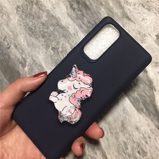 Ready เคสโทรศัพท์ For Huawei Y7A 2020 New Case with Cute Cartoon Pink Horse Water Bracket Softcase Skin Feeling TPU Silicone Phone Cover เคส HuaweiY7A
