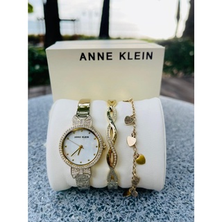 🦋แท้💯 พร้อมส่ง🦋Anne Klein Womens Crystal Bangle Watch & Bracelet  ✅AK-3362gbst ✅หน้าปัด 28mm  ✅SKU: AKS-071