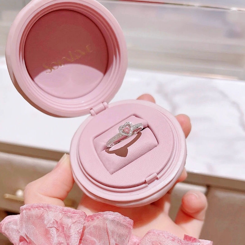 แหวนเงินแท้-เกรด-s925-รูปหัวใจ-ประดับเพชร-สีชมพู-หรูหรา-เหมาะกับของขวัญวันวาเลนไทน์-สําหรับผู้หญิง