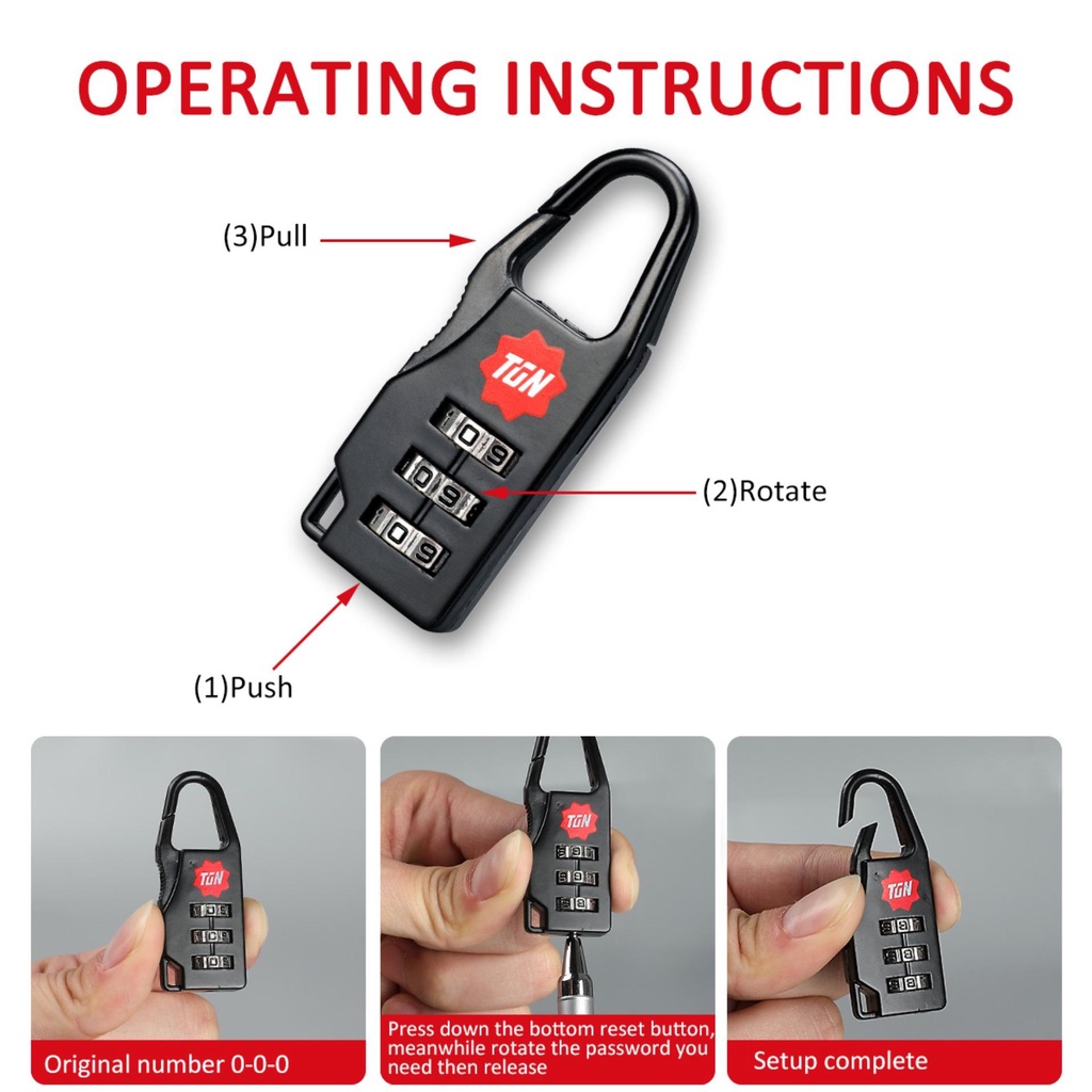 tigernu-convenient-small-combination-code-lock-padlock-black-กุญแจล็อครหัสผ่านสามหลัก