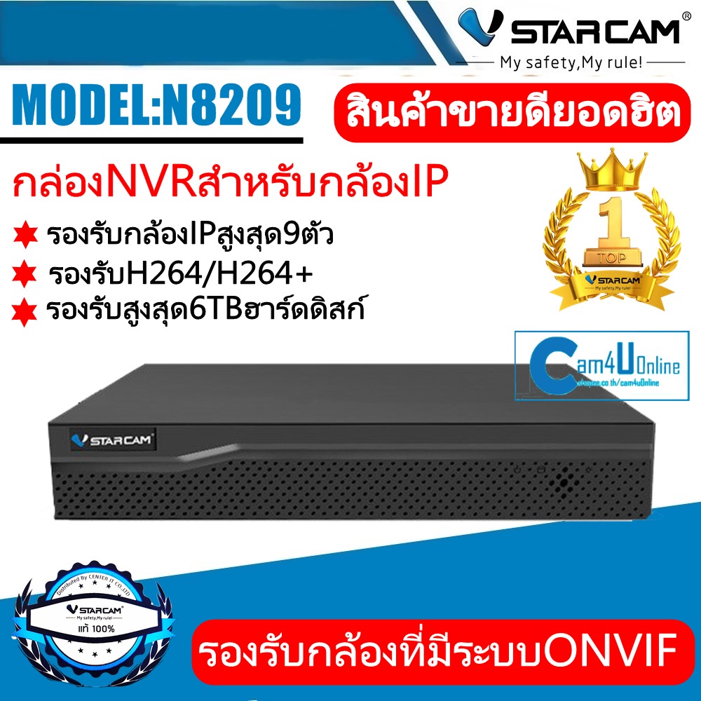 ภาพหน้าปกสินค้าVStarcam กล่องบันทึกกล่อง IP Camera Eye4 NVR N8209P / 9 CH N8216P / 16 CH By.Cam4U จากร้าน cam4uonline บน Shopee