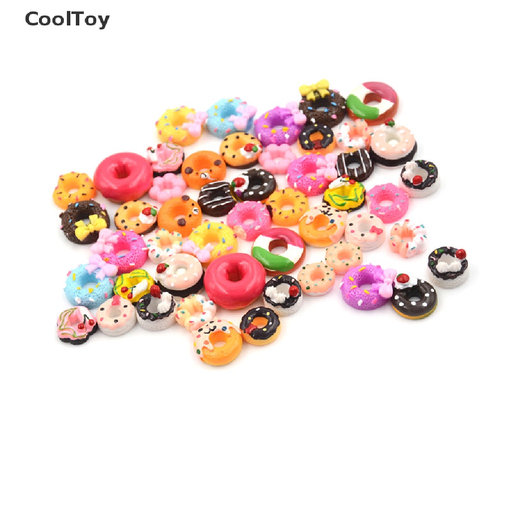 lt-cooltoy-gt-โดนัทเรซิ่นจิ๋ว-diy-สําหรับตกแต่งบ้านตุ๊กตา-10-ชิ้น