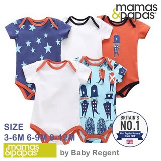 🎀AiiZ🎀 Bodysuit แบรนด์ mamas papas แท้ 100% ชุดหมี บอดี้สูท เสื้อทารก เสื้อเด็กแรกเกิด Mamas&amp;papas 5 ชิ้น