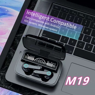 บลูทูธไร้สาย V5.1 สัมผัสชุดหูฟังสเตอริโอเกมมิ่งชุดหูฟังบลูทูธ TWS M19 ชุดหูฟังพร้อมที่ชาร์จ