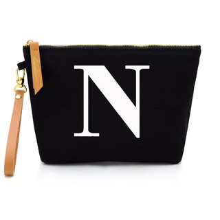 กระเป๋าผ้าลายอักษร ALPHABET CLUTCHES POUCH BLACK “N”