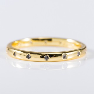 Cincin แหวนเงิน ประดับเพทาย สีทอง เรียบง่าย ให้เป็นของขวัญได้ สําหรับผู้ชาย และผู้หญิง