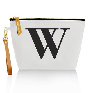 กระเป๋าผ้าลายอักษร ALPHABET CLUTCHES POUCH WHITE ”W”