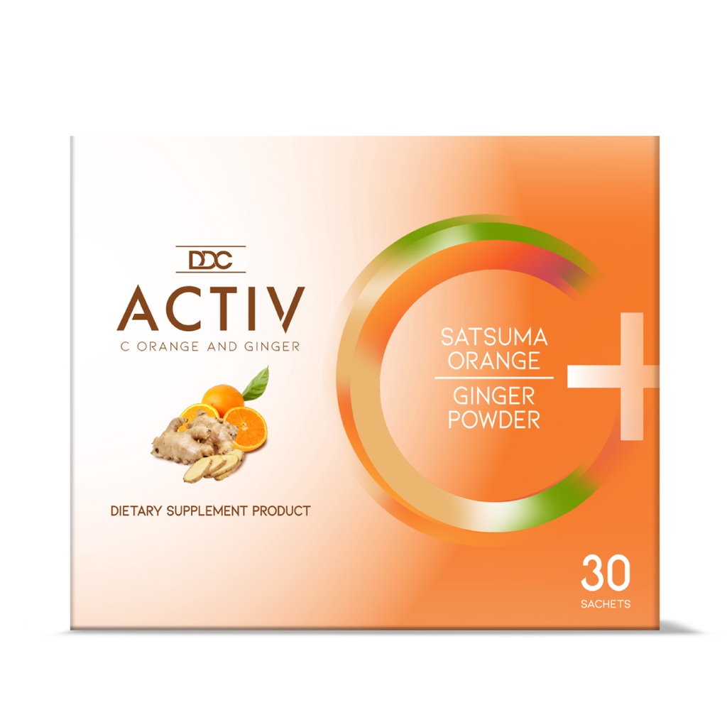 ภาพสินค้าDDC ACTIV C SATSUMA ORANGE AND GINGER วิตามินซีจากส้มซัทสึมะและขิง เพิ่มภูมิคุ้มกัน ลดอักเสบ 1 กล่อง 30 ซอง จากร้าน ddc.by.thedemisclinic บน Shopee ภาพที่ 1