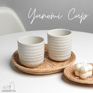 ถ้วยน้ำชาเซรามิค แก้ว Yunomi Tea Cup ลายลอนสไตล์ญี่ปุ่น ทรงมินิมอล