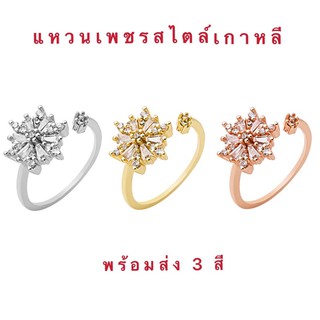 แหวนเพชร cz [ 037 ] แหวนเพชร  แหวนแฟชั่น แหวนปรับไซร์ได้ พร้อมส่ง