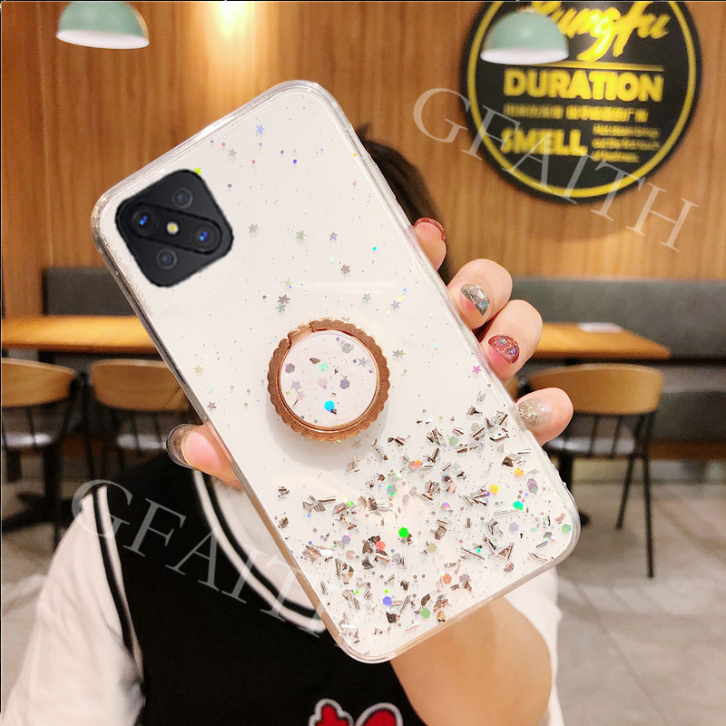 ready-เคสโทรศัพท์-oppo-reno4-z-5g-2020-phone-case-luxury-transparent-ring-holder-star-bling-casing-new-ins-selling-hot-solid-glitter-phone-cover