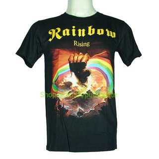 เสื้อยืดผ้าฝ้ายพรีเมี่ยมเสื้อวง Rainbow Rising เสื้อไซส์ยุโรป เรนโบว์ไรซิ่ง PTA1482 เสื้อยืดแฟชั่นวงดนตรี