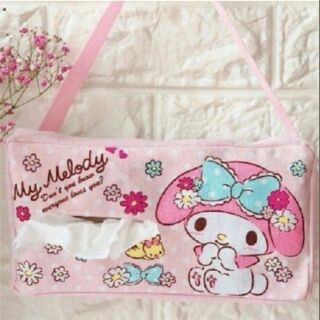 หุ้มทิชชู่แขวน (ทำจากผ้า) ซักได้ ลาย มายเมโลดี้ mymelody ขนาด 5x9.5x2.5 นิ้ว