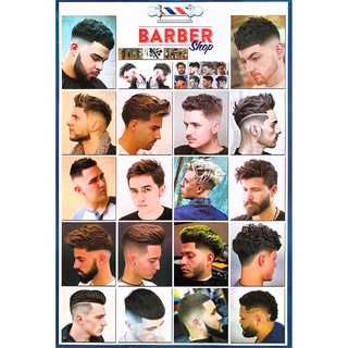 โปสเตอร์ ทรงผมชาย Mens Hairstyles Poster 24”x35” Inch Fashion Barber Salon Hairdresser v10