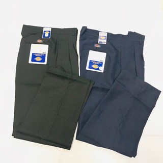 กางเกงสแล็คขายาวทรงกระบอก สีดำ-กรม :DENIES 801
