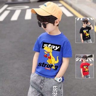 Babykidsเสื้อยืดคอตตอน100%ลายไนโนเสาร์ต่อยมวยเสื้อเด็กผู้ชายเสื้อเด็กผู้หญิงลายน่ารักผ้านุ่มใส่สบาย